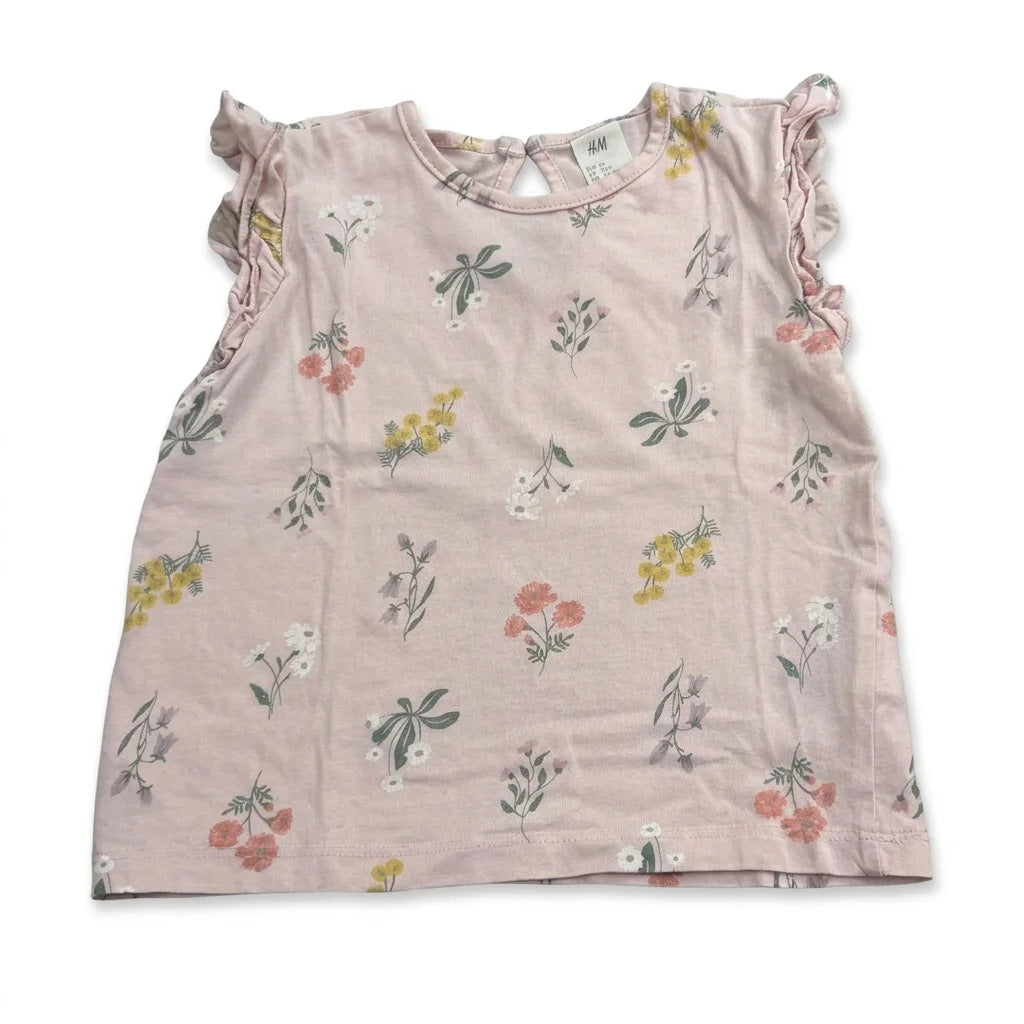 Blommig t-shirt från H&M - Storlek 86 - Rosa