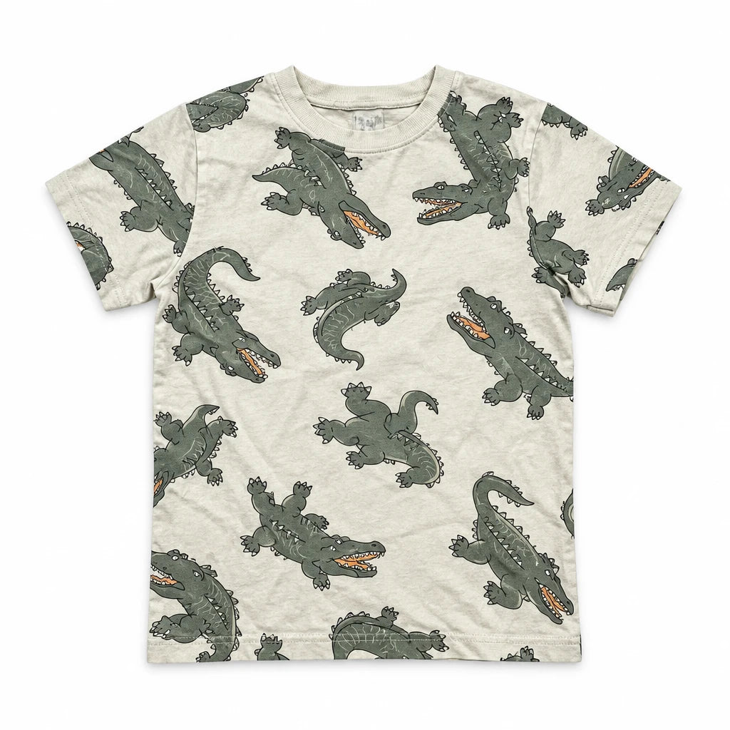 T-shirt med alligatortryck från Kappahl - Storlek 122/128 - Benvit