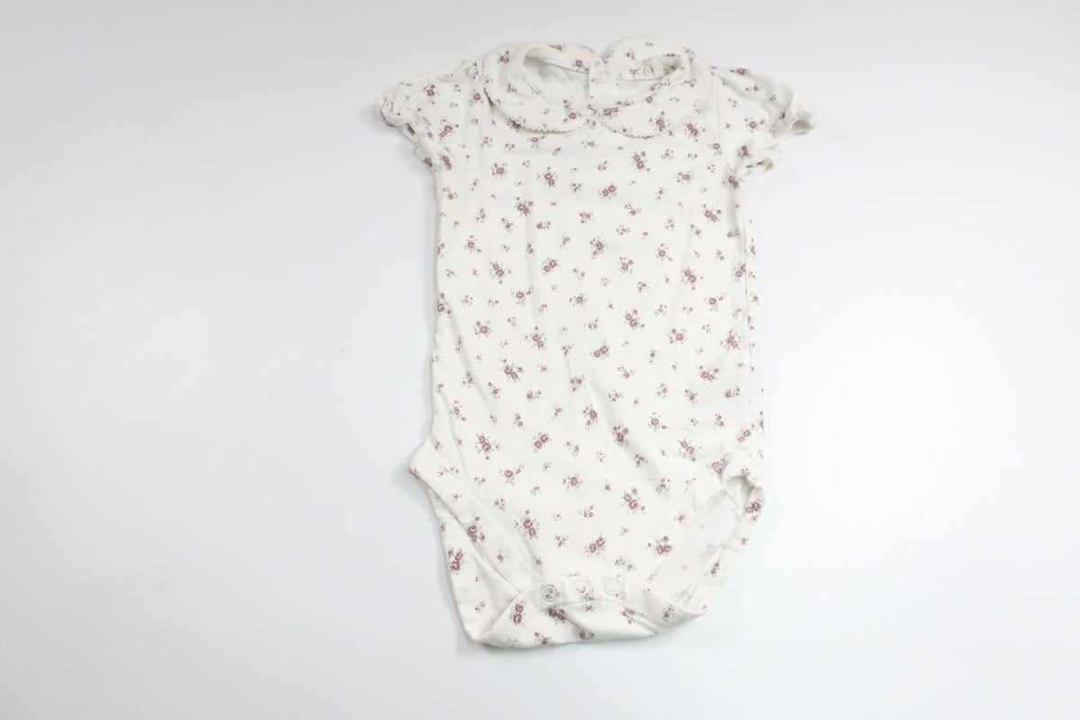Bodysuit with collar and flowers from Newbie - Size 86 - White