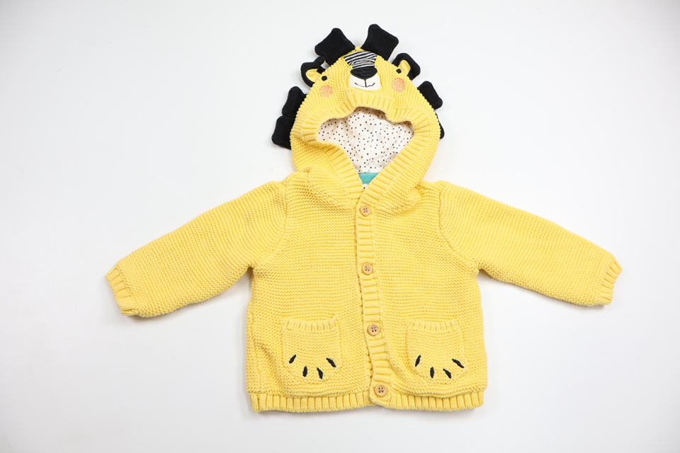 Stickad munkjacka från Mothercare - Storlek 56/62 - Gul