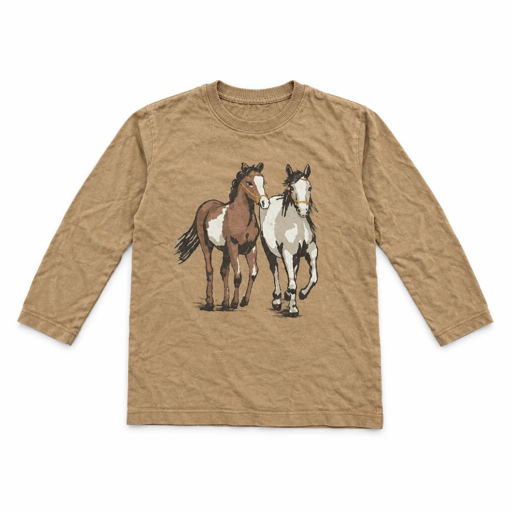 Långärmad tröja med hästtryck från H&M - Storlek 98/104 - Beige