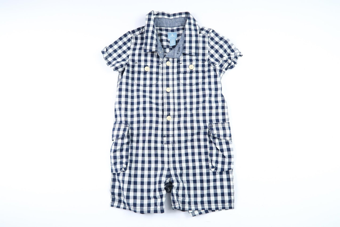 Checked short-sleeved jumpsuit from Baby GAP in size 80 (12-18M)