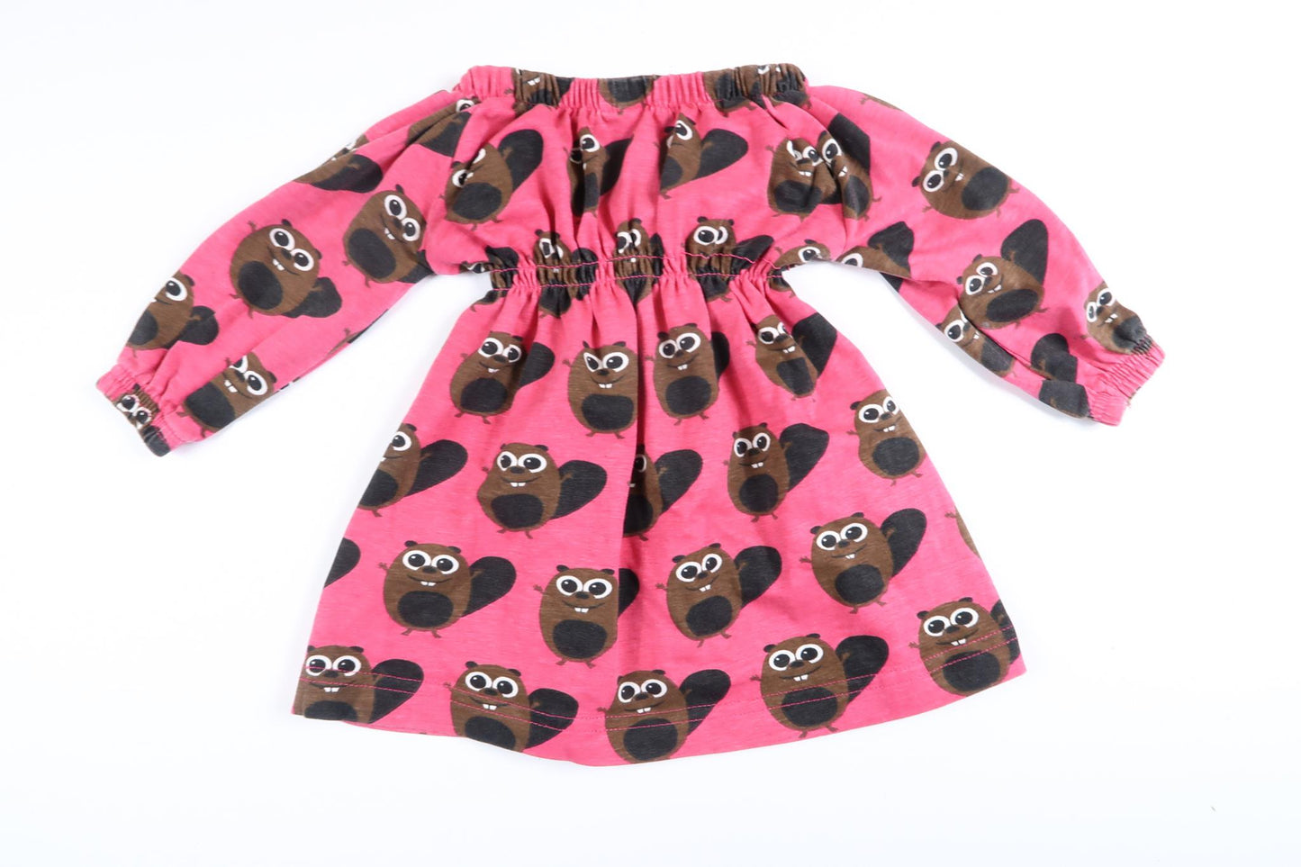 Pink long-sleeved dress with squirrels from Maxomorra in size 50/56