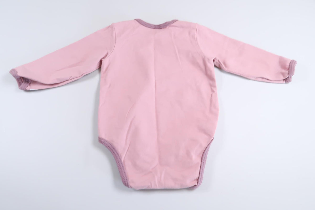 Pink long-sleeved bodysuit in size 68