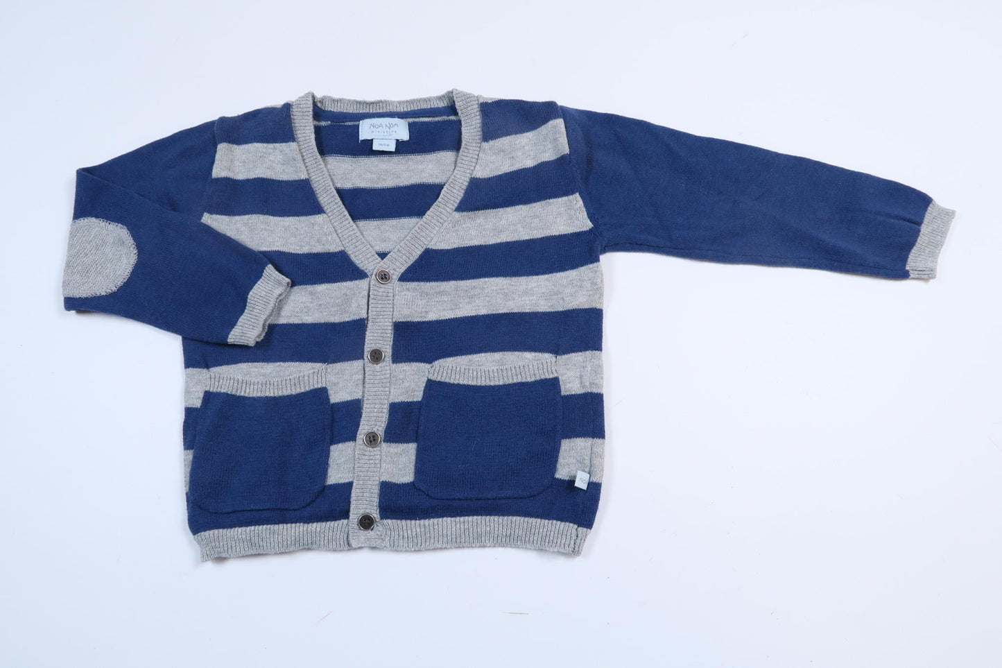 Blue striped knitted cardigan from NoaNoa Miniature in size 74