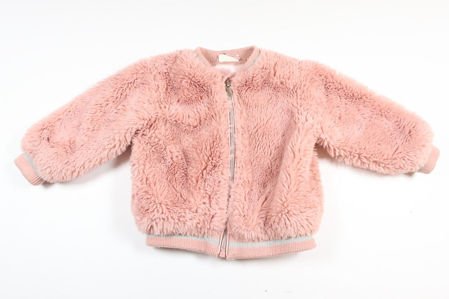 Pink faux fur jacket from Kappahl in size 74