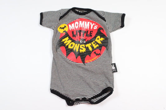 Striped black short-sleeved bodysuit from Six Bunnies in size 0-3 M