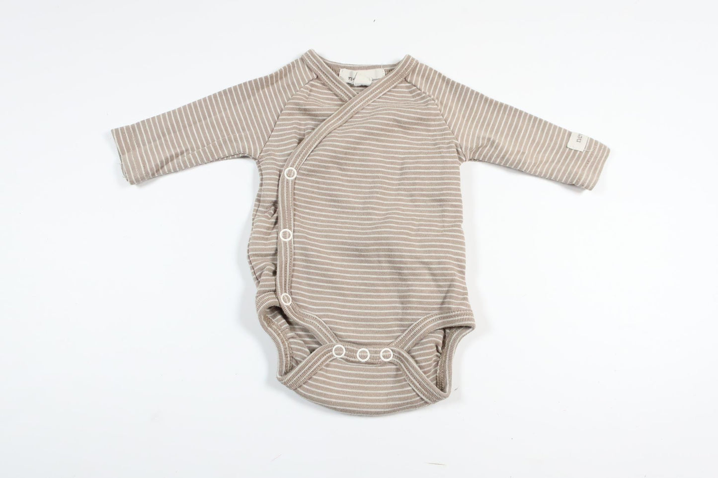 Beige striped long-sleeved wrap bodysuit from Newbie in size 44