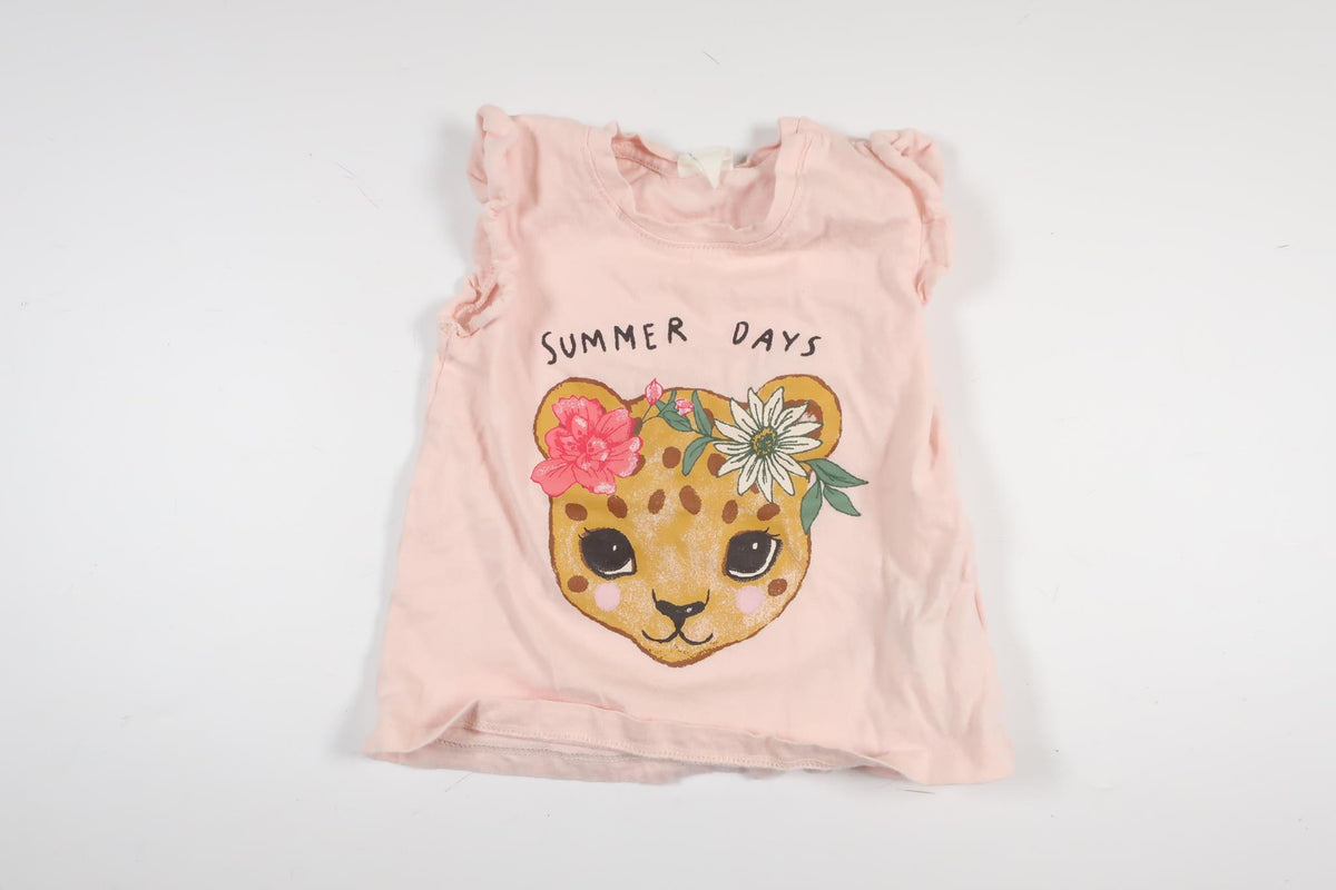 Pink short-sleeved sweater with leopard print from H&amp;M in size 68