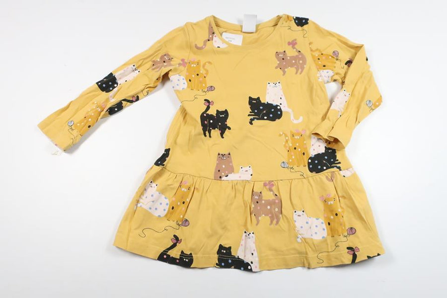 Dress with cats from Lindex - Size 98 - Yellow