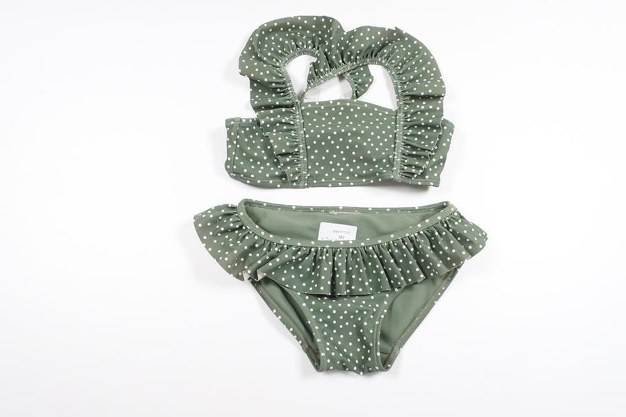 Two-piece bikini with dots and ruffles from Unknown - Size 98/104 - Green