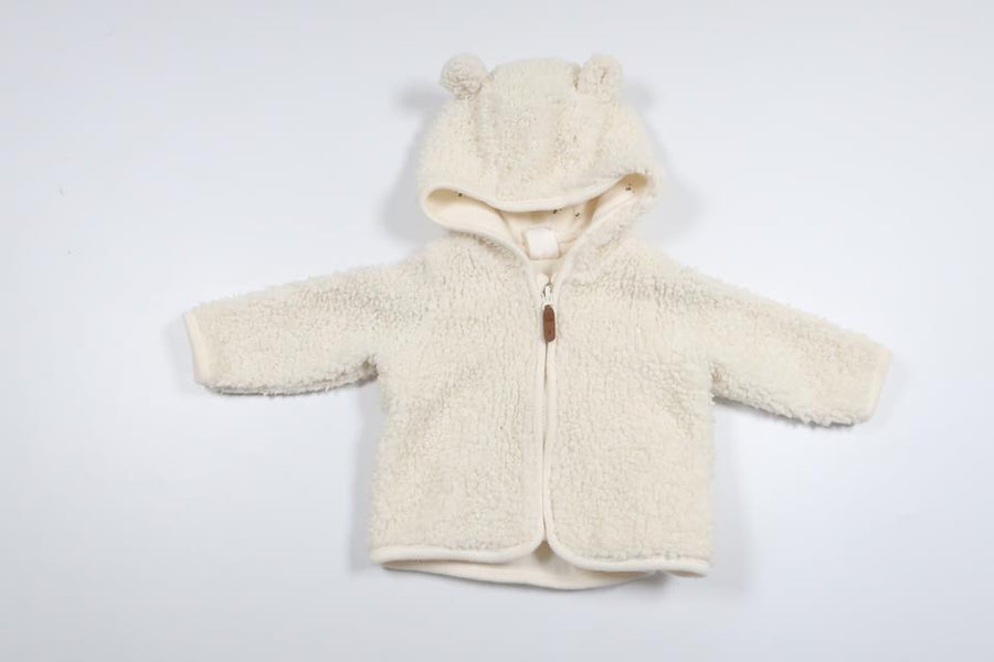 Hooded jacket in pile from H&M - Size 56 - Off-white