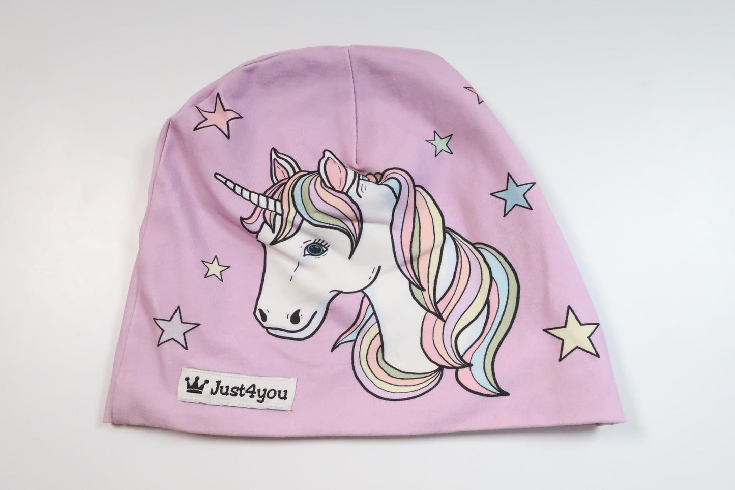 Reversible hat with unicorn and rainbow from Just 4 You - Size 98/104 - Purple