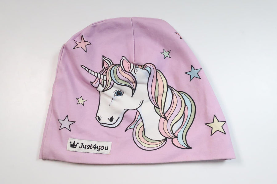 Reversible hat with unicorn and rainbow from Just 4 You - Size 98/104 - Purple