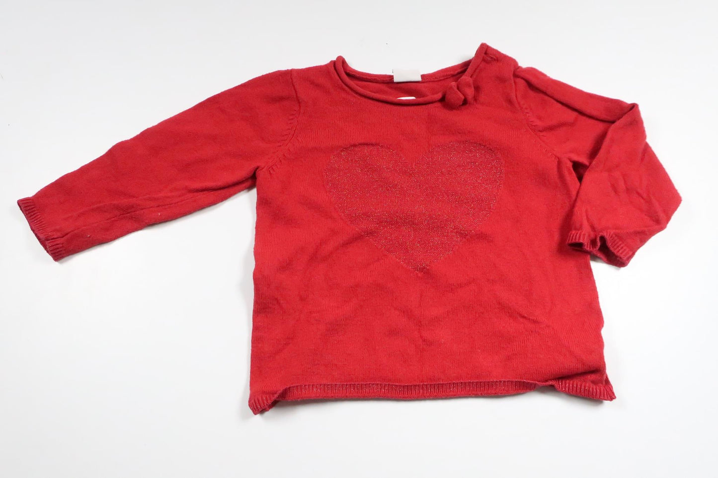 Knitted sweater with heart from H&amp;M - Size 74 - Red