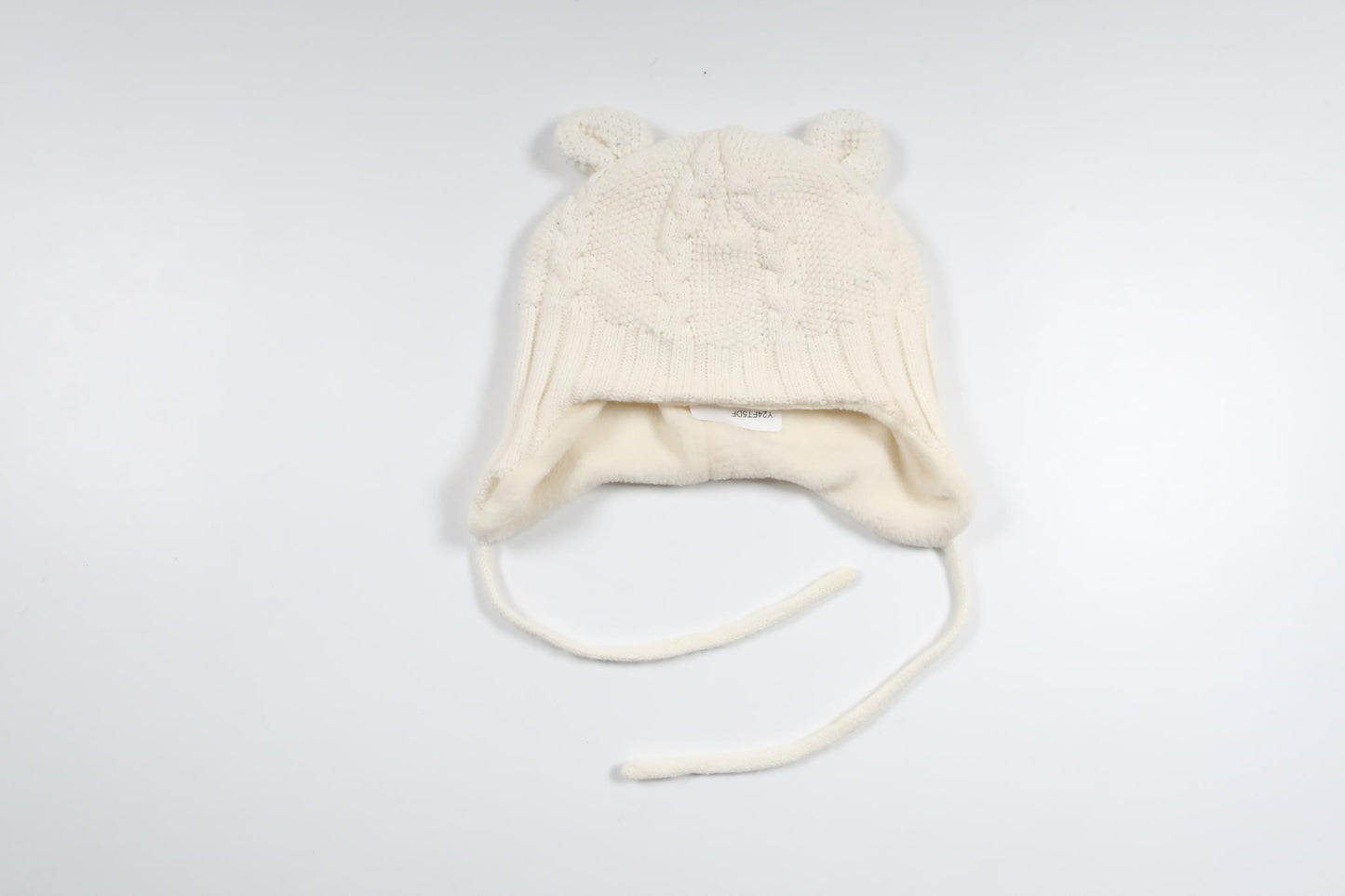 Fleece-lined hat with ears from H&amp;M - Size 62/68 - Off-white