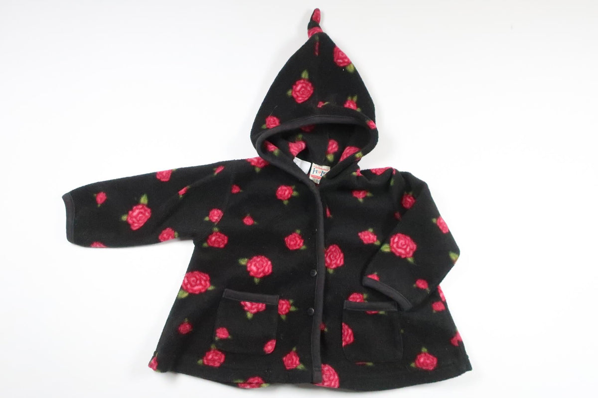 Floral Vintage fleece hoodie from H&amp;M - Size 92 - Black