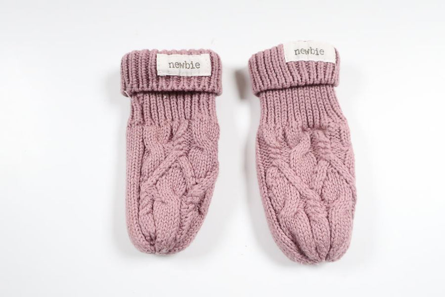 Fleece-lined knitted mittens from Newbie - Size One size - Purple