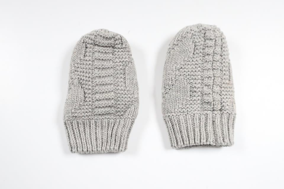 Fleece-lined knitted mittens from Mini Dream - Size One size - Grey