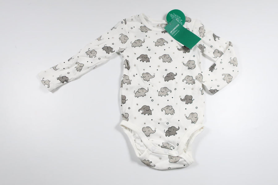 Bodysuit with elephants from H&M - Size 80 - White