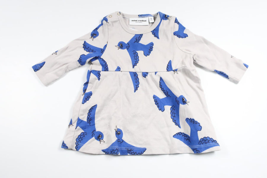 Dress with birds from Mini Rodini - Size 56/62 - Grey