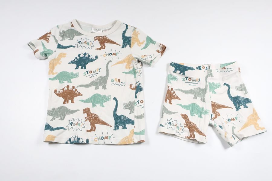 Two-piece pajamas with dinosaurs from H&M - Size 98/104 - Off-white
