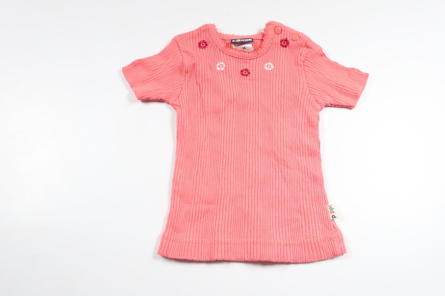 Ribbed t-shirt from Pippi - Size 74 - Pink