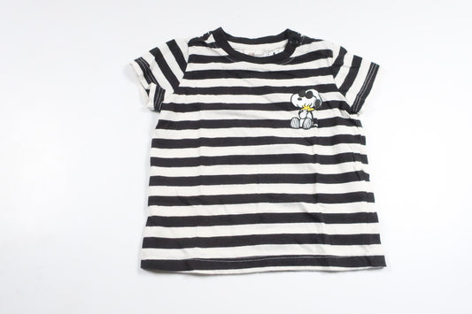 Striped t-shirt with Snoopy from H&amp;M - Size 62/68 - Black