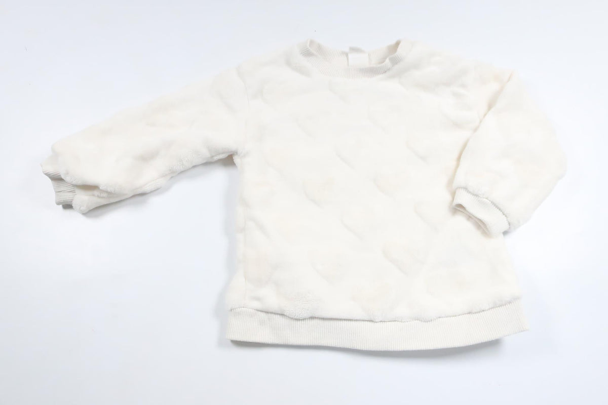 Fleece sweater with hearts from H&amp;M - Size 80 - White