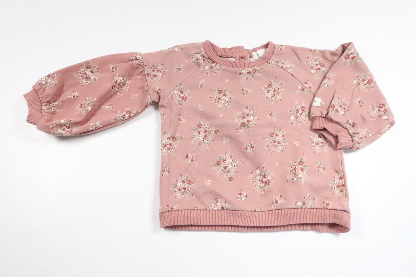 Floral sweatshirt with balloon sleeves from Newbie - Size 74 - Pink