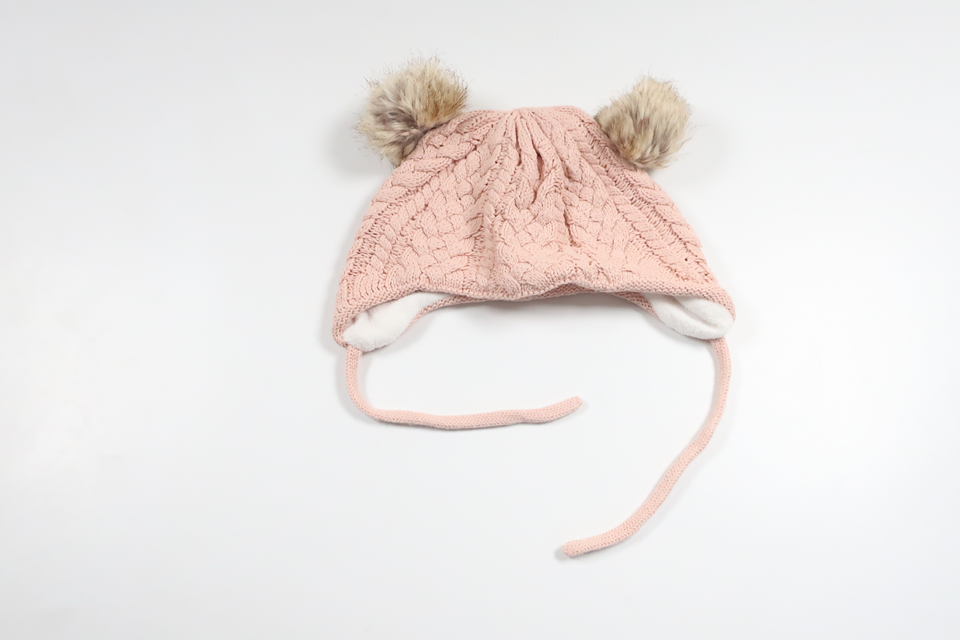 Fleece-lined hat with tassel from Newbie - Size 40/42 - Pink