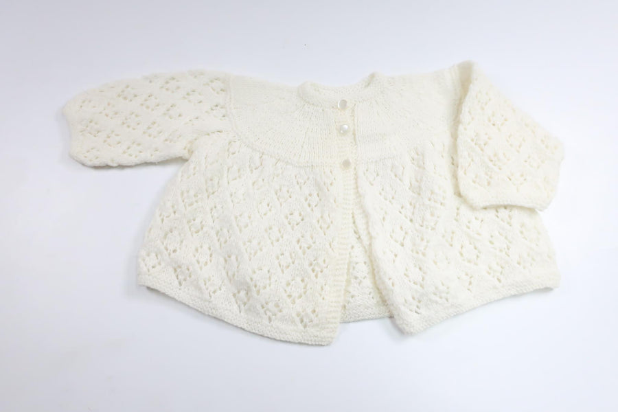 Home-knitted cardigan from Hemstickat - Size 56/62 - White