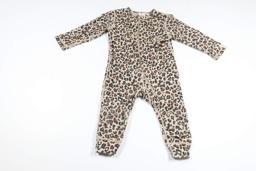 Leopard-print overalls in 100% merino wool from Kuling - Size 74/80 - Beige