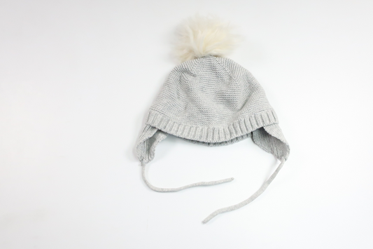 Knitted hat with tassel from Newbie - Size 48/50 - Grey