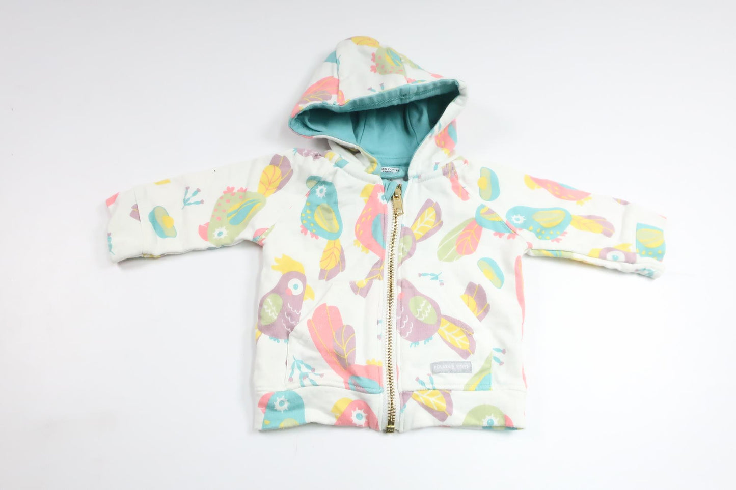 Hooded jacket with birds from Polarn o. Pyret - Size 56 - White