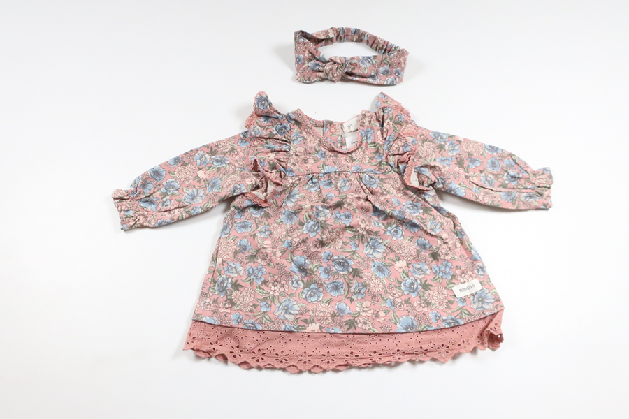 Floral dress with matching headband from Newbie - Size 62 - Pink