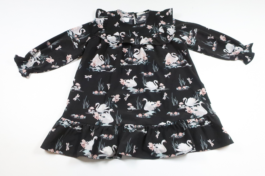 Dress with swans from Kappahl - Size 104 - Black