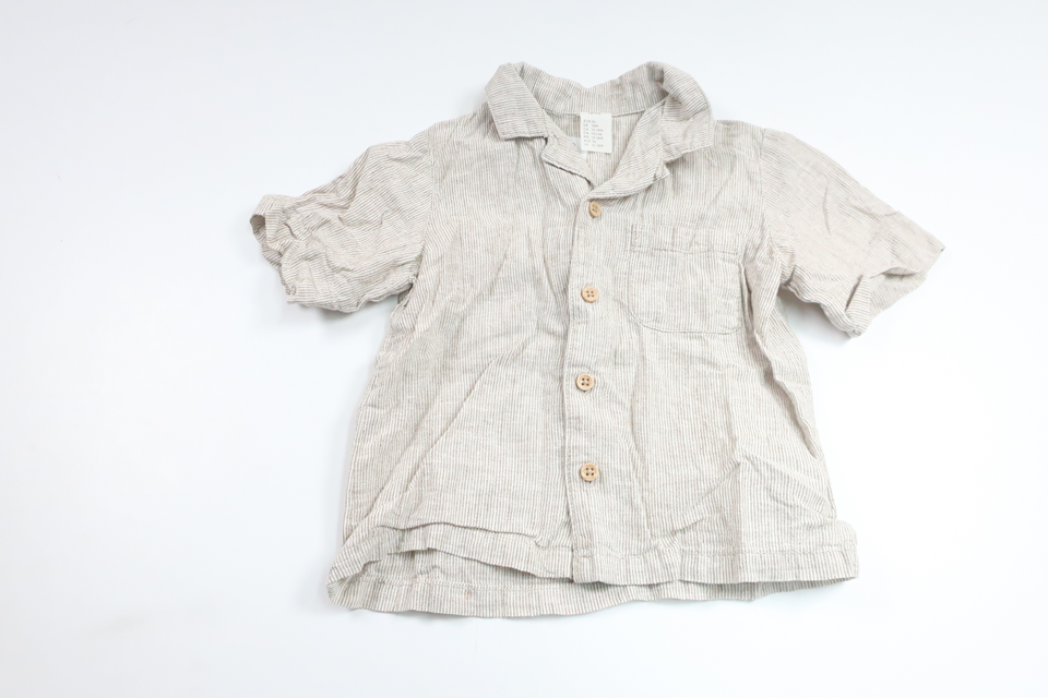 Striped shirt in 55% linen from H&M - Size 86 - Beige