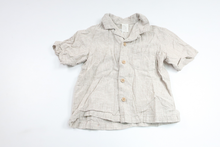 Striped shirt in 55% linen from H&M - Size 86 - Beige