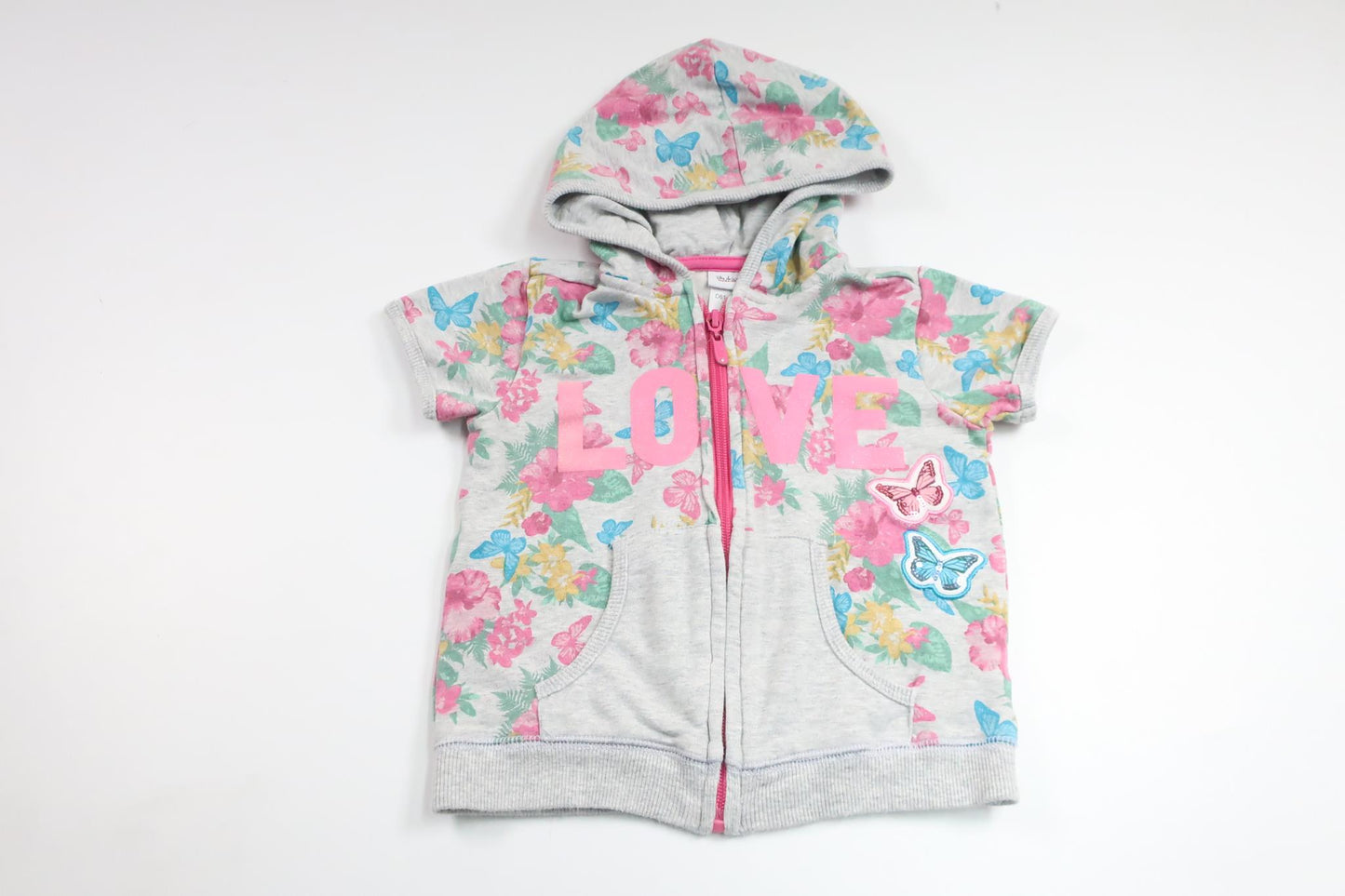 Floral vest with hood from Blukids - Size 98 - Grey