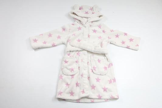 Fleece dressing gown/bathrobe with stars from Kappahl - Size 86/92 - White