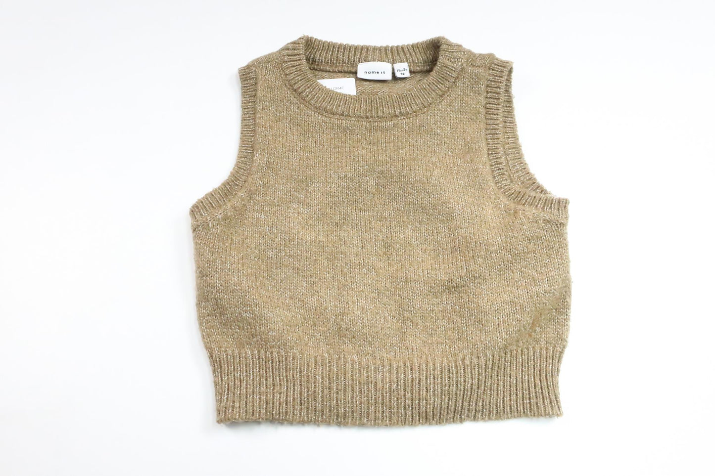 Knitted vest in wool mix from Name It - Size 92 - Beige