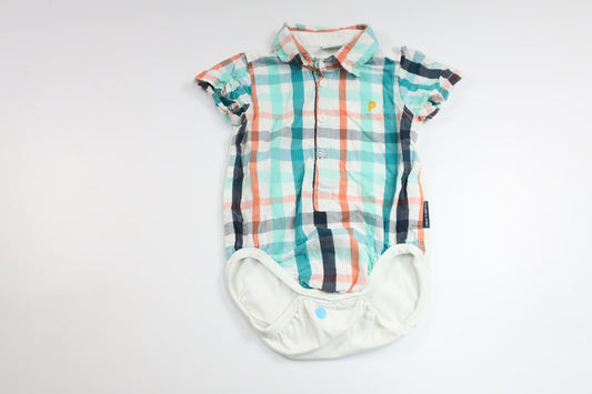 Checkered bodysuit from Polarn o. Pyret - Size 68 - Blue