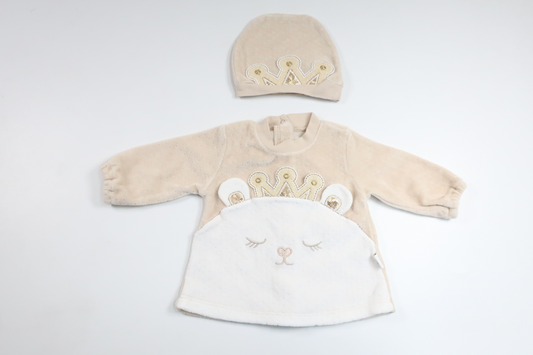 Tunic with matching fleece hat from Unknown - Size 50/56 - Beige