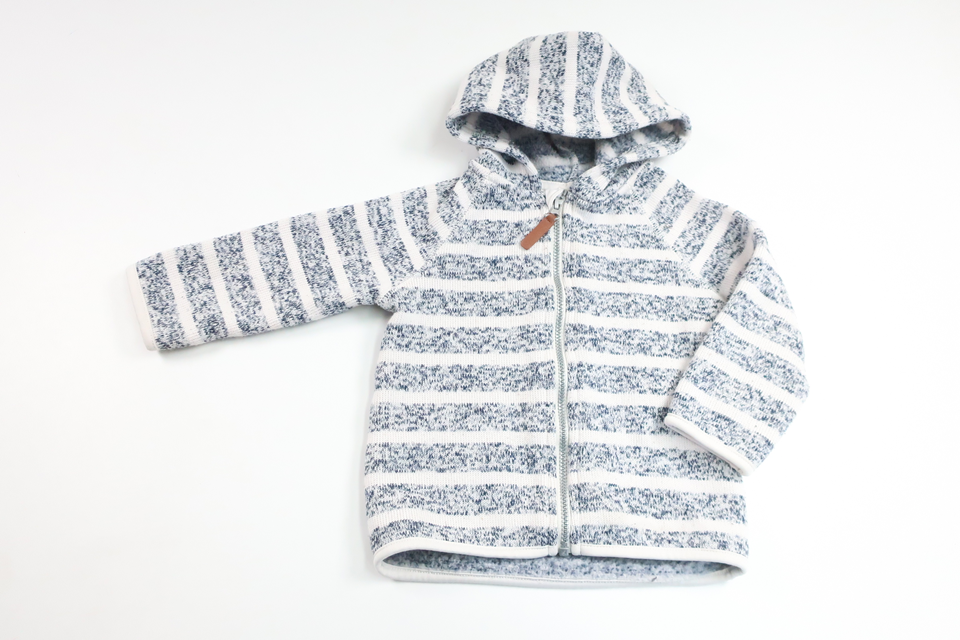 Striped fleece hoodie from H&amp;M - Size 74 - Navy blue