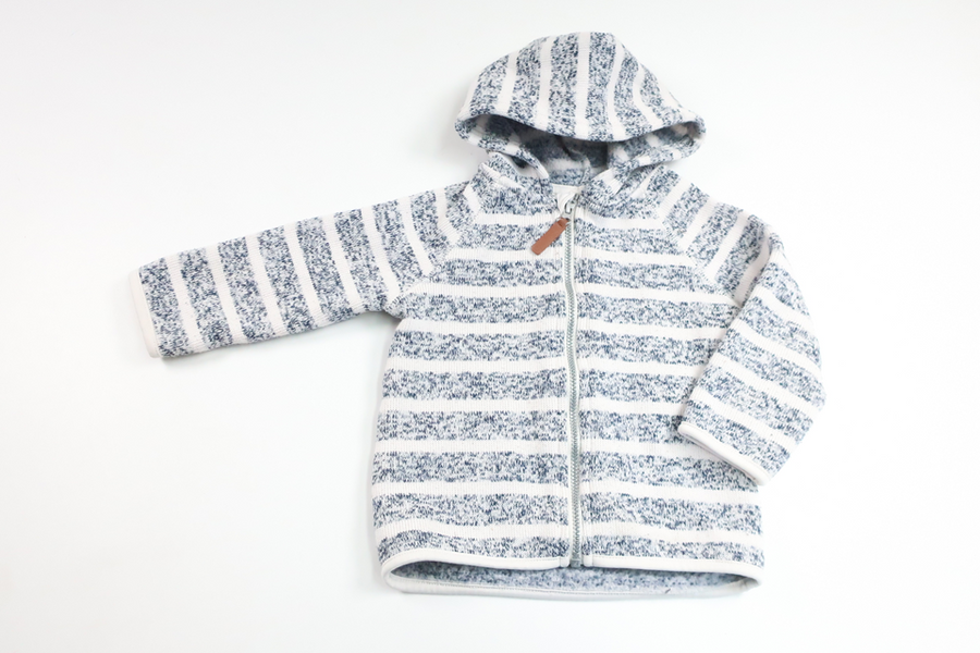 Striped fleece hoodie from H&amp;M - Size 74 - Navy blue