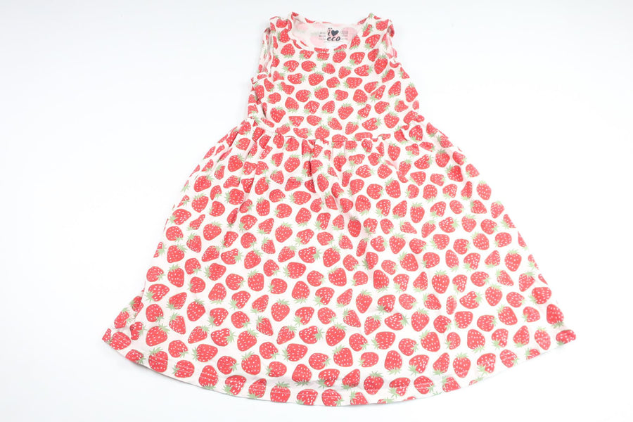 Dress with strawberries from ICA I Love Eco - Size 122/128 - Off-white