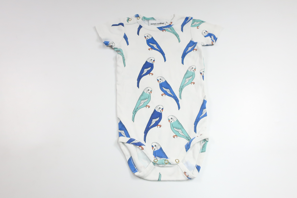 Body with budgies from Mini Rodini - Size 68/74 - White
