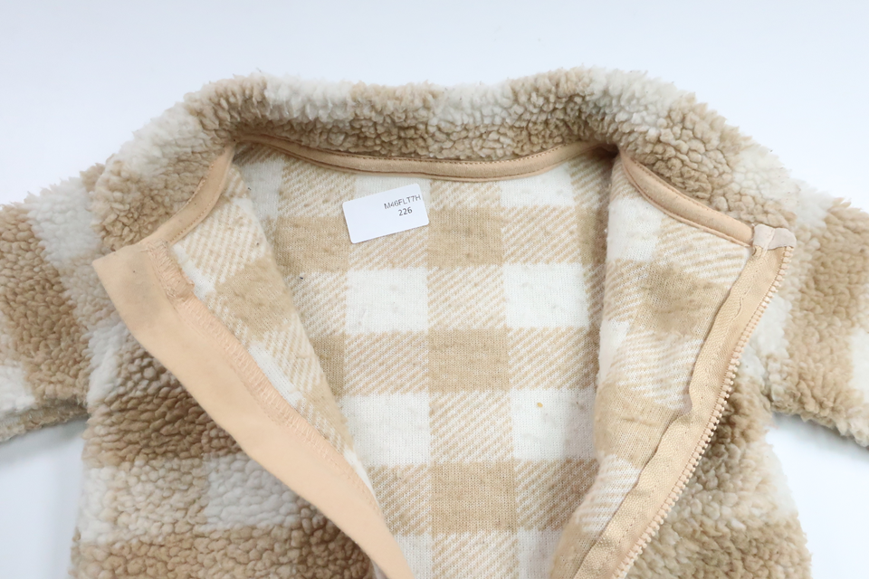 Checked teddy jacket from Dunnes Stores - Size 62/68 - Beige