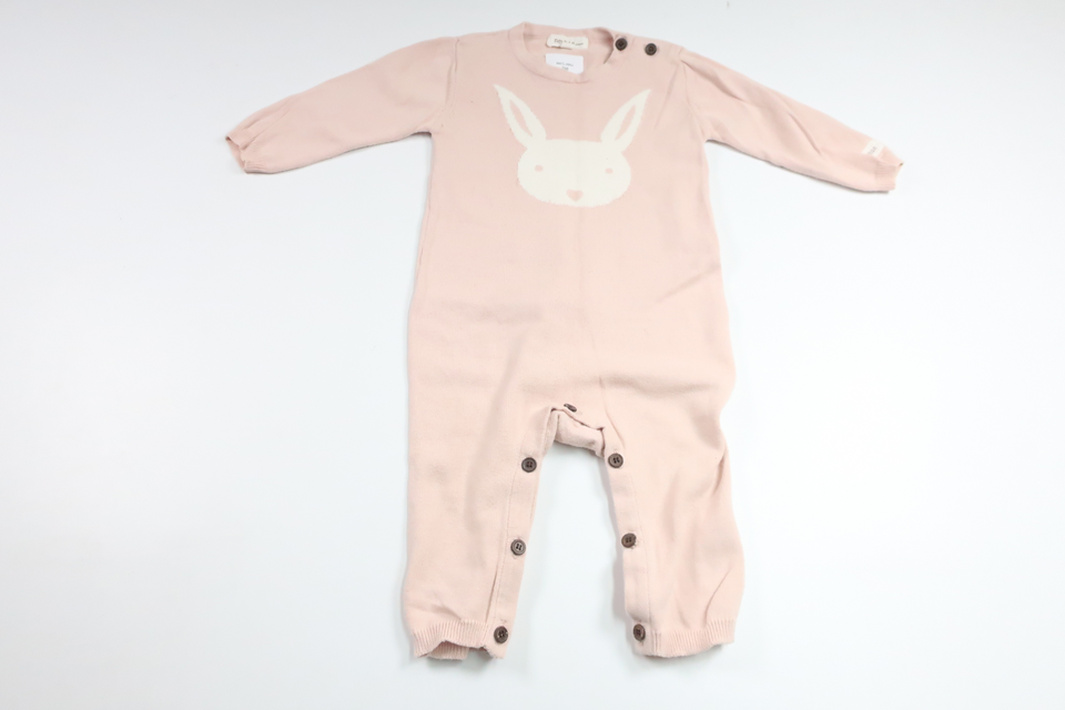 Knitted jumpsuit with rabbit from Newbie - Size 74 - Pink